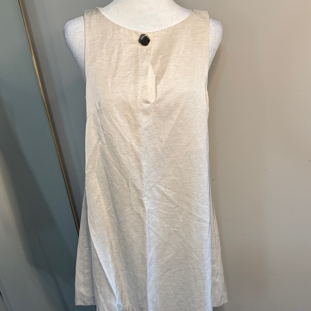 H&M Cream Sleeveless A-Line Mini Dress with Black Accent